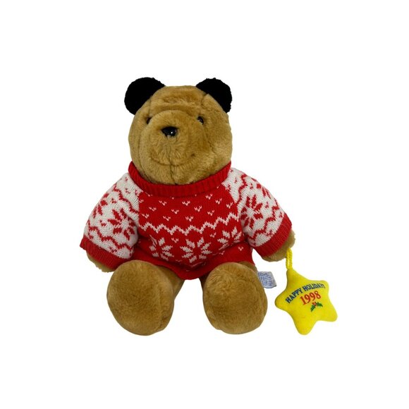 Paddington Bear Happy Holidays 1998 Vtg Plush Toy Sears Red Snowflake Sweater - Picture 4 of 14